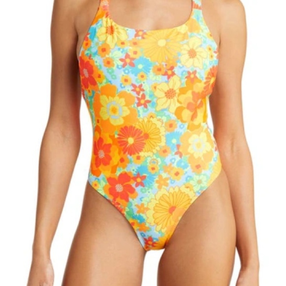 Kulani Kinis Adjustable Cross Back One-piece Swimsuit In Rumba Rose